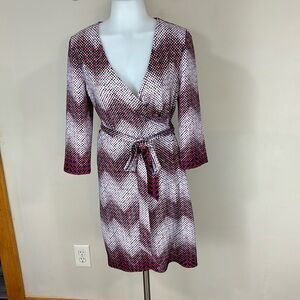 ModCloth red and Blue Transformation Tutorial Chevron Wrap Dress Size S